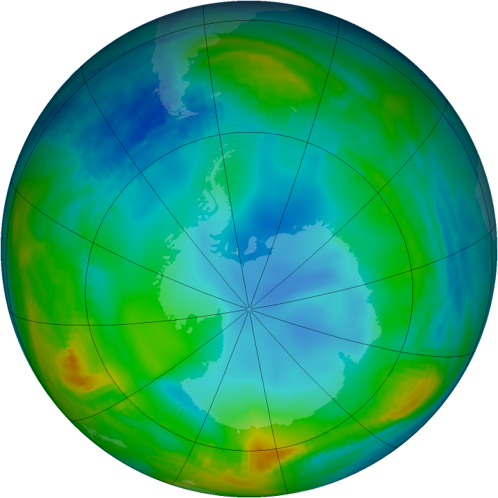 Antarctic ozone map for 22 June 1987